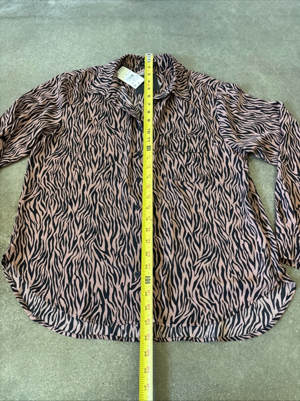 Pleione Mauve and Black Zebra Print Button-Up Blouse - Picture 8 of 9